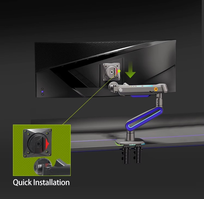 Monitor Stand - ERGONOMIC Gaming Monitor Arm voor platte/ultrabrede/gebogen