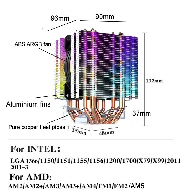 90MM ARGB CPU-koeler ventilato - Pc Gaming Ff recensie en prijs